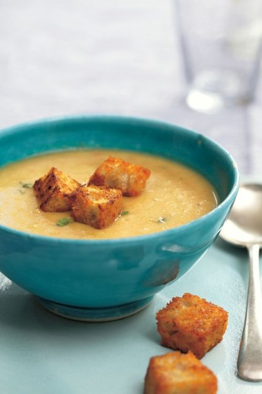 Lentil soup, harissa croutons | MummyPages.uk