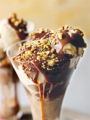 Chocolate peanut butter fudge sundae