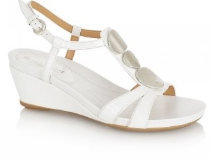 Naturalizer Shoes Stefani White Patent Circle Trim Wedge Sandal