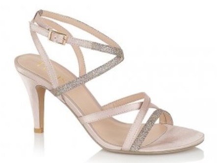 Lotus Jamie Nude Satin & Sparkly Strappy High Heel Sandal