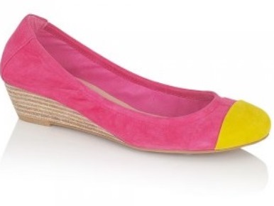 Lotus Enchant Fuchsia & Yellow Suede Wedge Ballet Pump