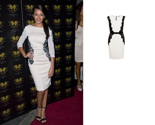 Michelle Keegan – Black & White Lace Side Dress