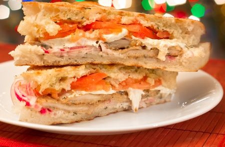 Pumpkin puree and chicken panini