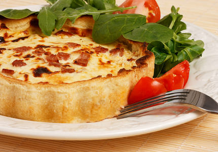 Bacon, leek and brie quiche