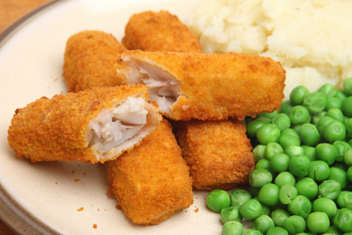 Homemade fish fingers