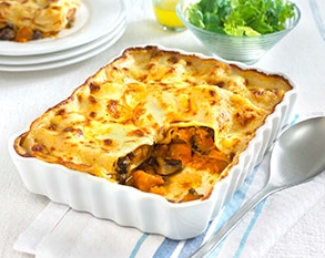 Roasted butternut squash and mushroom lasagne