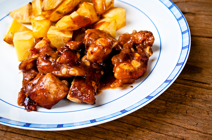 BBQ pork chops with wedges