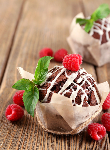 Chocolate cupcakes with berries