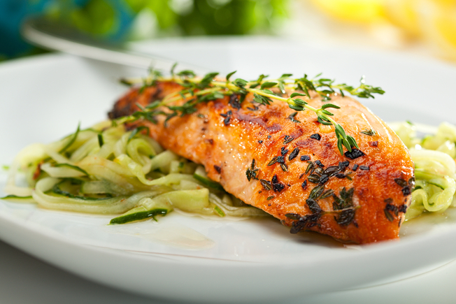 Salmon, fresh herb and tomato sauce pasta