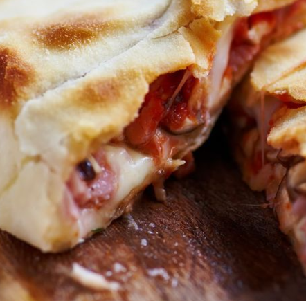 Mushrooms and pepper calzones