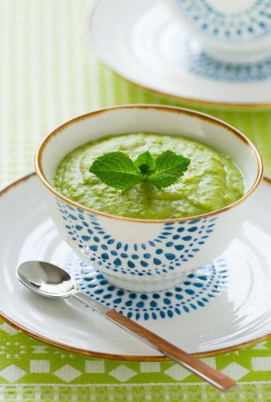 Pea soup infused with mint served with parmesan... | MummyPages.uk