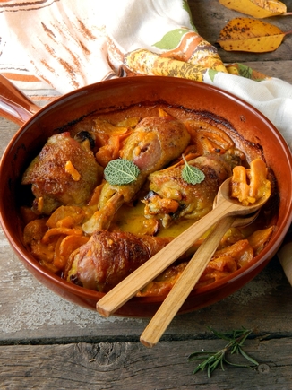 Chicken and pumpkin with cream sauce