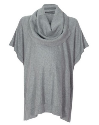 Grey cowl neck knitted cape