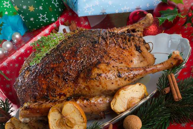 Christmas goose with root vegetables