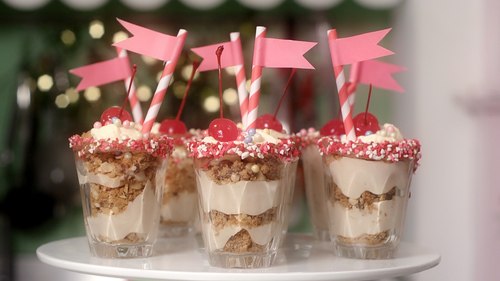 Mini chestnut cheesecake sundaes