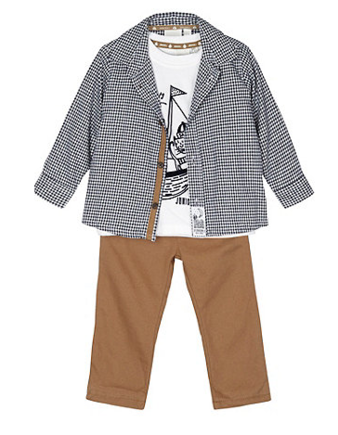 Designer Checked Shirt, T-shirt and Trousers set