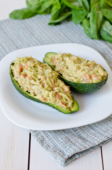 Stuffed avocado with crab salad