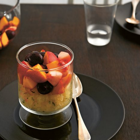 Summer stone fruit with pineapple granita