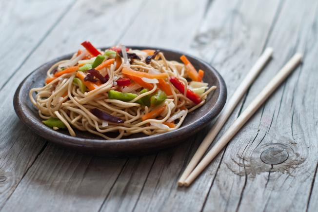 Five-spice noodles with mixed vegetables