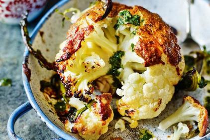 Whole roasted spiced cauliflower