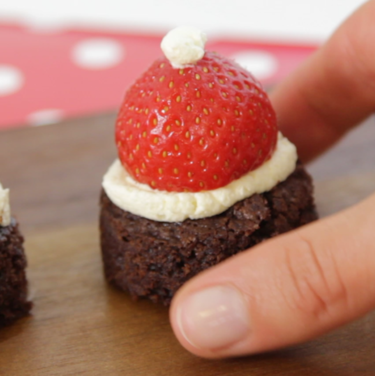 Santa hat brownie bites