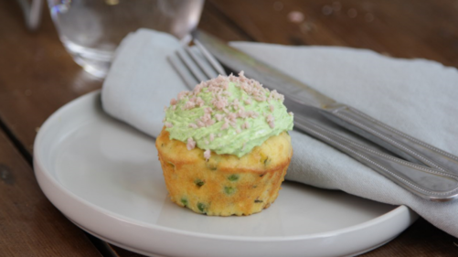 Ham and pea cupcakes